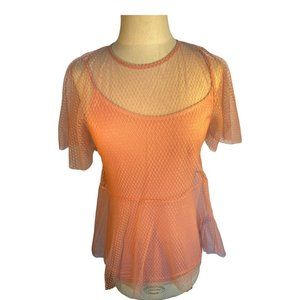 💰 5 FOR $40 / TOPSHOP PINK OVERLAY TANK TOP - LOVELY! (SZ. 6) (NWT)